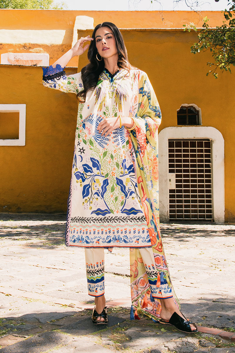 Hemline by Mushq La Dolce Unstitched Lawn 3Pc Suit D-02B Magnolias
