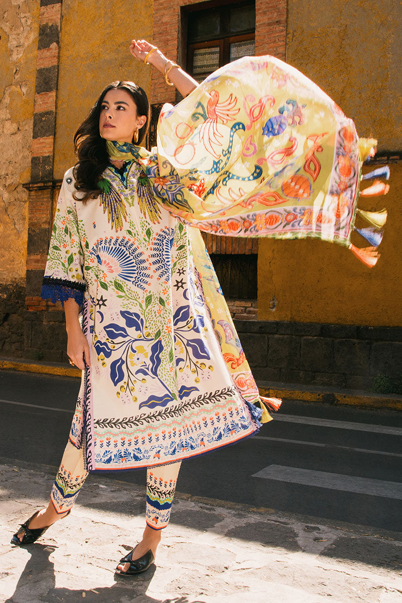 Hemline by Mushq La Dolce Unstitched Lawn 3Pc Suit D-02B Magnolias