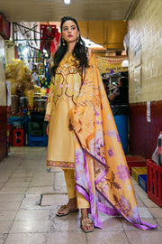 Hemline by Mushq La Dolce Unstitched Lawn 3Pc Suit D-03A Blossing Almond