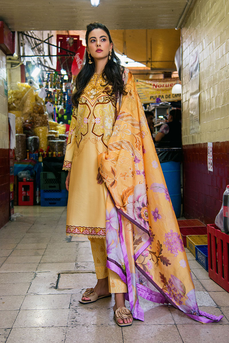 Hemline by Mushq La Dolce Unstitched Lawn 3Pc Suit D-03A Blossing Almond