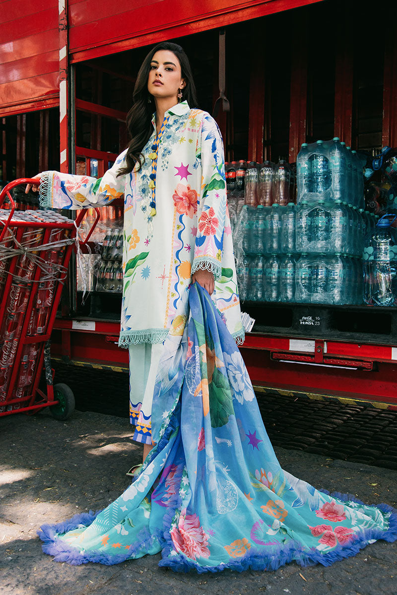 Hemline by Mushq La Dolce Unstitched Lawn 3Pc Suit D-05B Flaming Roses