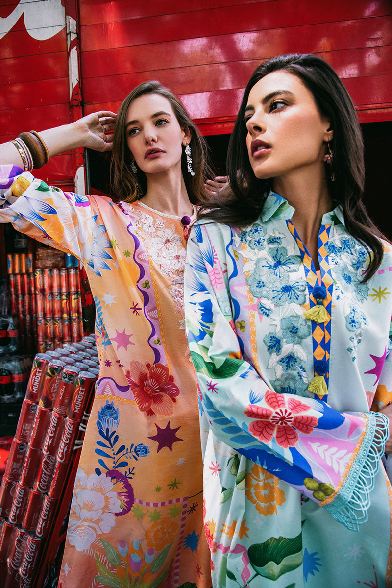 Hemline by Mushq La Dolce Unstitched Lawn 3Pc Suit D-05B Flaming Roses