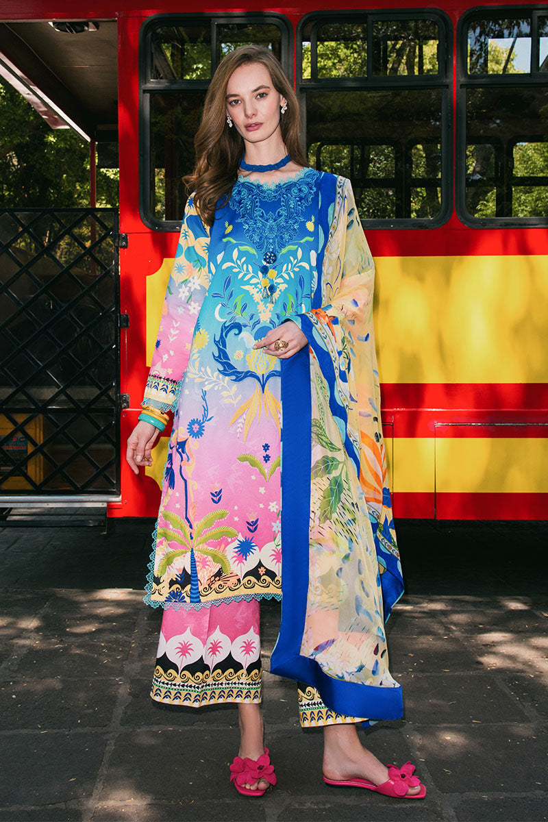 Hemline by Mushq La Dolce Unstitched Lawn 3Pc Suit D-06A Night Terrace