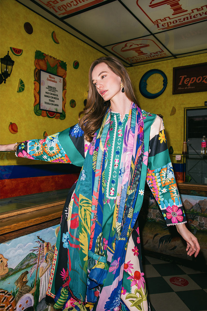 Hemline by Mushq La Dolce Unstitched Lawn 3Pc Suit D-07A Water Dancers