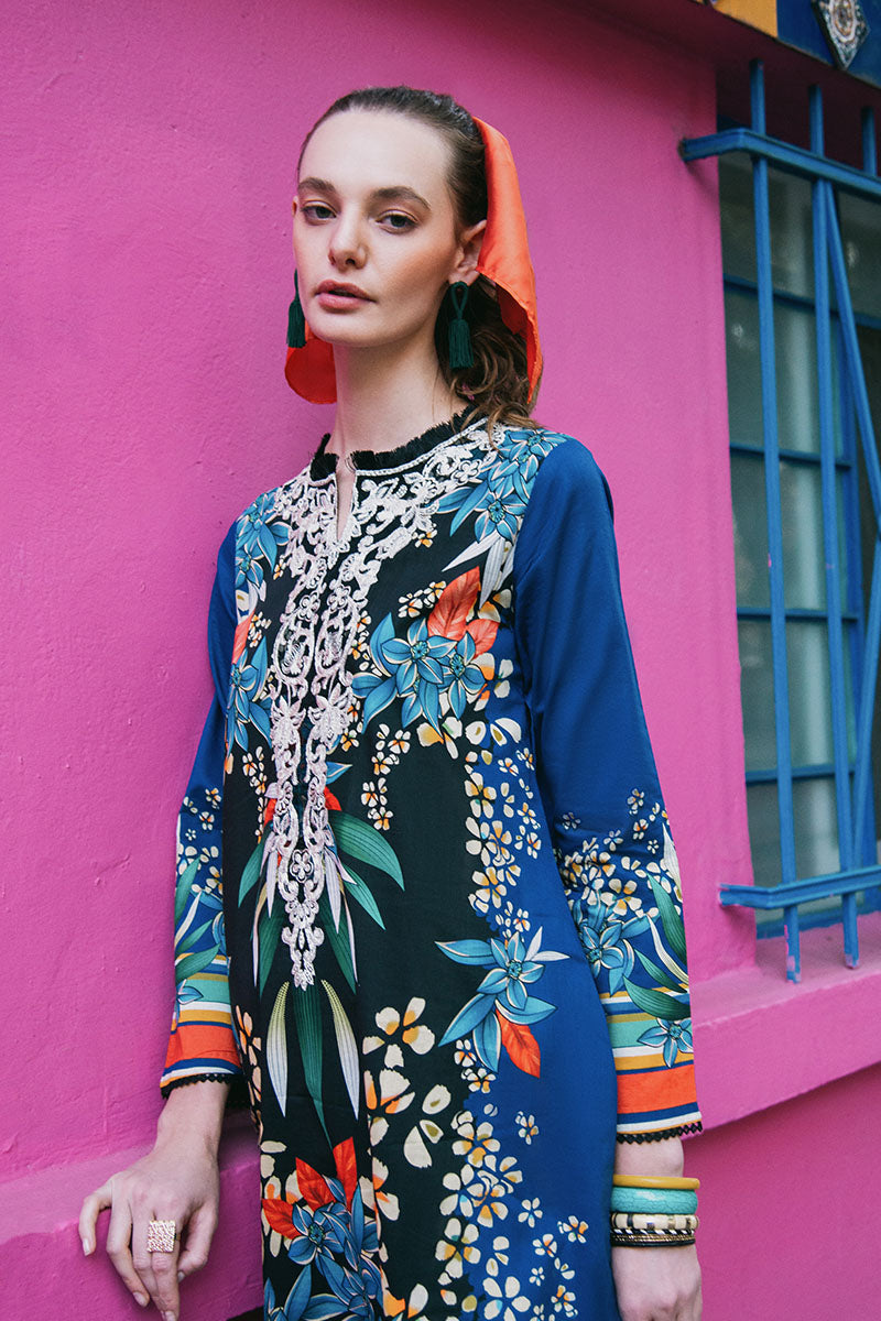 Hemline by Mushq La Dolce Unstitched Lawn 3Pc Suit D-08B Life of Irises