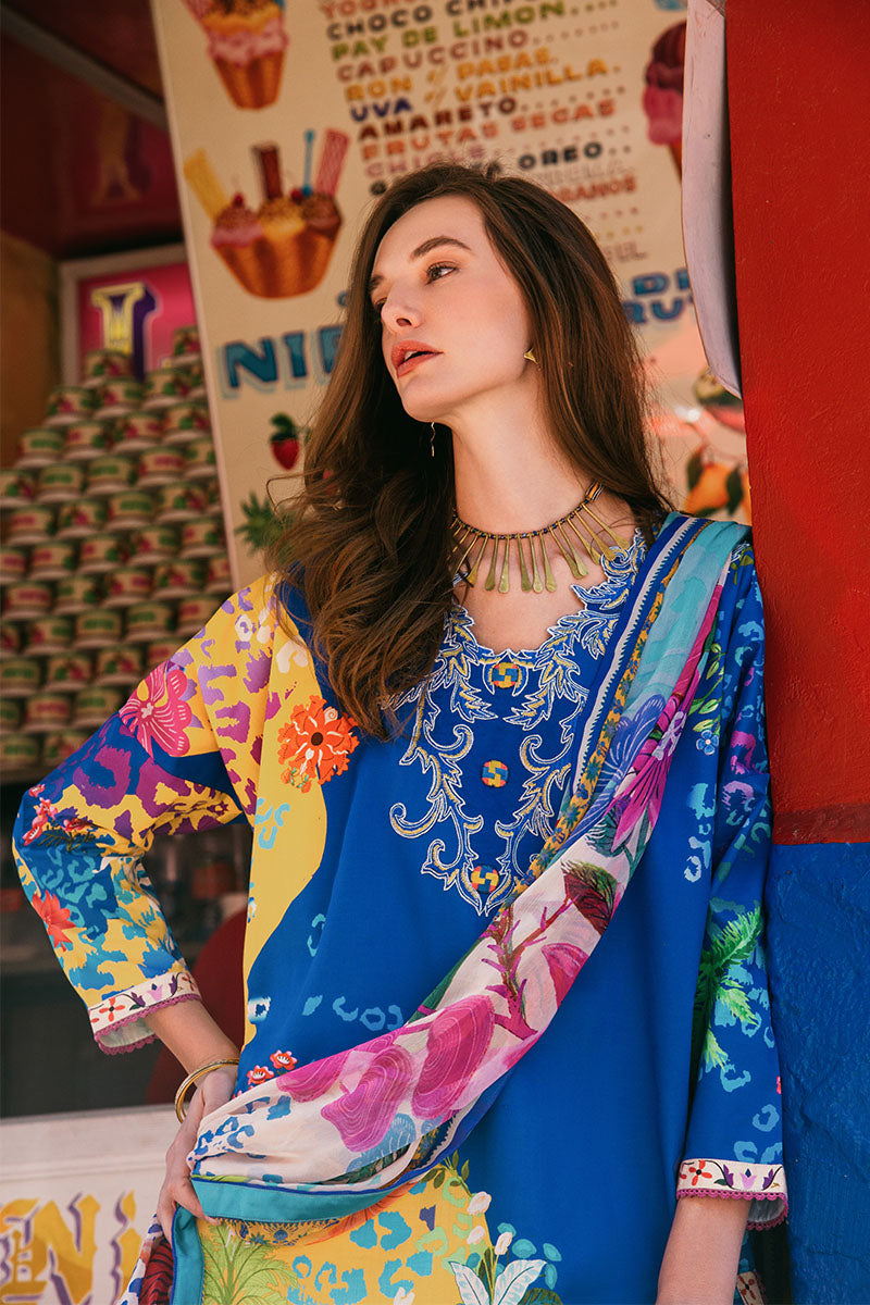 Hemline by Mushq La Dolce Unstitched Lawn 3Pc Suit D-10A Flower of Life