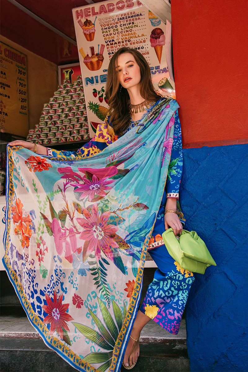 Hemline by Mushq La Dolce Unstitched Lawn 3Pc Suit D-10A Flower of Life