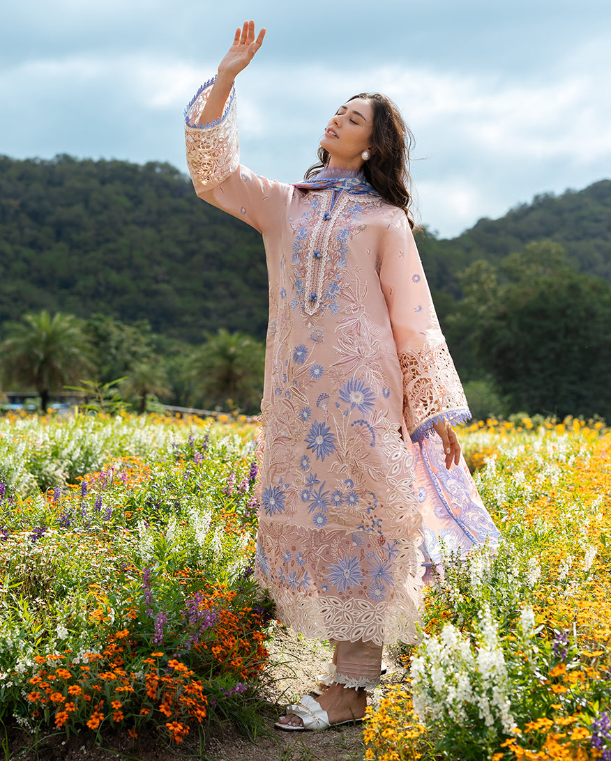 Mushq Hemline The Secerat Garden Unstitched Lawn 3Pc Suit - Bloom Sonata