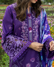 Mushq Hemline The Secerat Garden Unstitched Lawn 3Pc Suit - Lily Veil