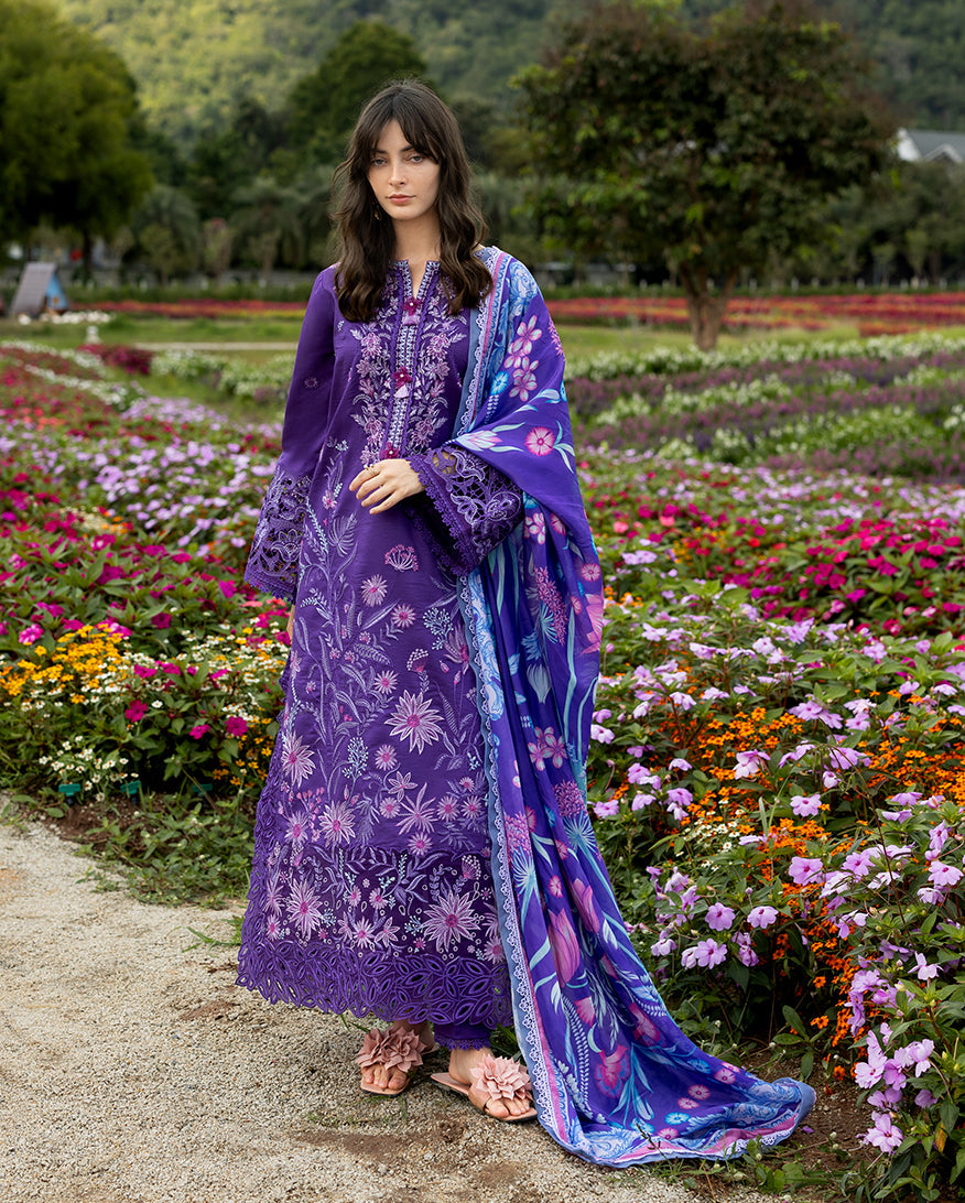 Mushq Hemline The Secerat Garden Unstitched Lawn 3Pc Suit - Lily Veil