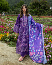 Mushq Hemline The Secerat Garden Unstitched Lawn 3Pc Suit - Lily Veil