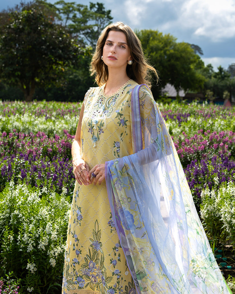Mushq Hemline The Secerat Garden Unstitched Lawn 3Pc Suit - Sunlit Meadow