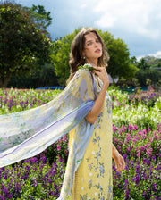 Mushq Hemline The Secerat Garden Unstitched Lawn 3Pc Suit - Sunlit Meadow