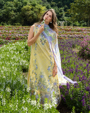 Mushq Hemline The Secerat Garden Unstitched Lawn 3Pc Suit - Sunlit Meadow