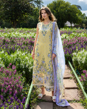 Mushq Hemline The Secerat Garden Unstitched Lawn 3Pc Suit - Sunlit Meadow
