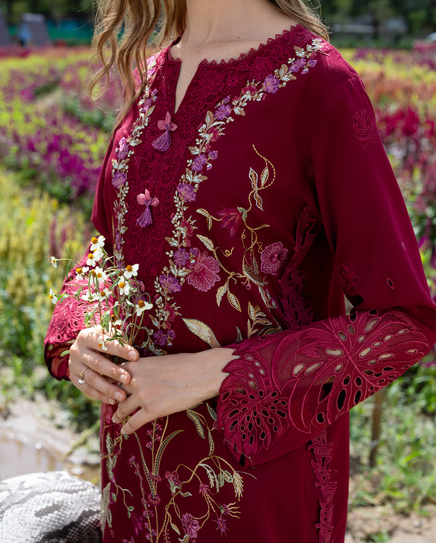 Mushq Hemline The Secerat Garden Unstitched Lawn 3Pc Suit - Aurora Petals