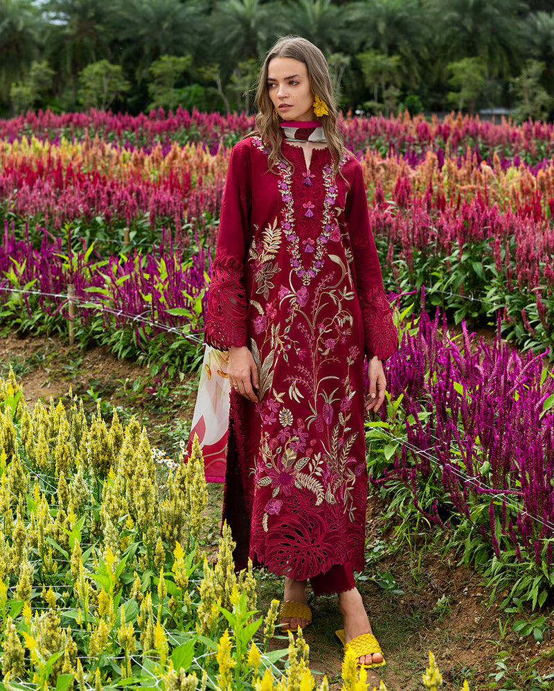 Mushq Hemline The Secerat Garden Unstitched Lawn 3Pc Suit - Aurora Petals