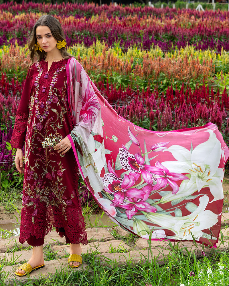 Mushq Hemline The Secerat Garden Unstitched Lawn 3Pc Suit - Aurora Petals