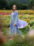 Mushq Hemline The Secerat Garden Unstitched Lawn 3Pc Suit - Azure Bloom