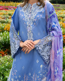 Mushq Hemline The Secerat Garden Unstitched Lawn 3Pc Suit - Azure Bloom