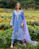 Mushq Hemline The Secerat Garden Unstitched Lawn 3Pc Suit - Azure Bloom