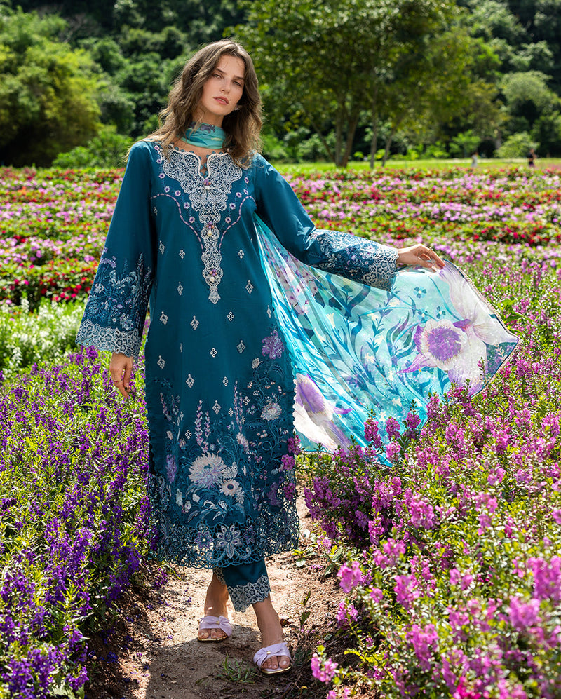Mushq Hemline The Secerat Garden Unstitched Lawn 3Pc Suit - Emerald Fern