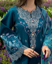Mushq Hemline The Secerat Garden Unstitched Lawn 3Pc Suit - Emerald Fern