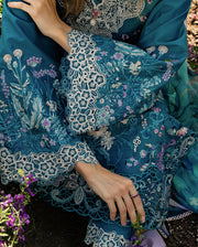 Mushq Hemline The Secerat Garden Unstitched Lawn 3Pc Suit - Emerald Fern