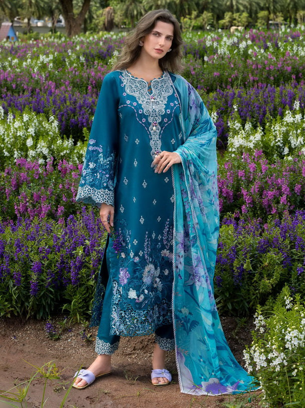 Mushq Hemline The Secerat Garden Unstitched Lawn 3Pc Suit - Emerald Fern