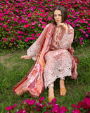 Mushq Hemline The Secerat Garden Unstitched Lawn 3Pc Suit - Peach Blossom