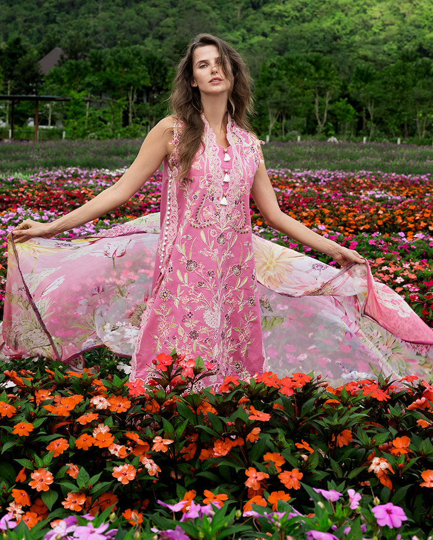 Mushq Hemline The Secerat Garden Unstitched Lawn 3Pc Suit - Whimsical Scent