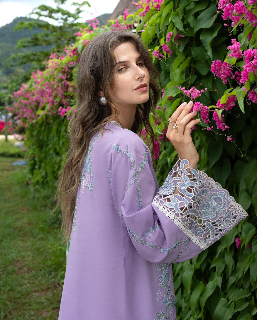 Mushq Hemline The Secerat Garden Unstitched Lawn 3Pc Suit - Dewdrop Dance