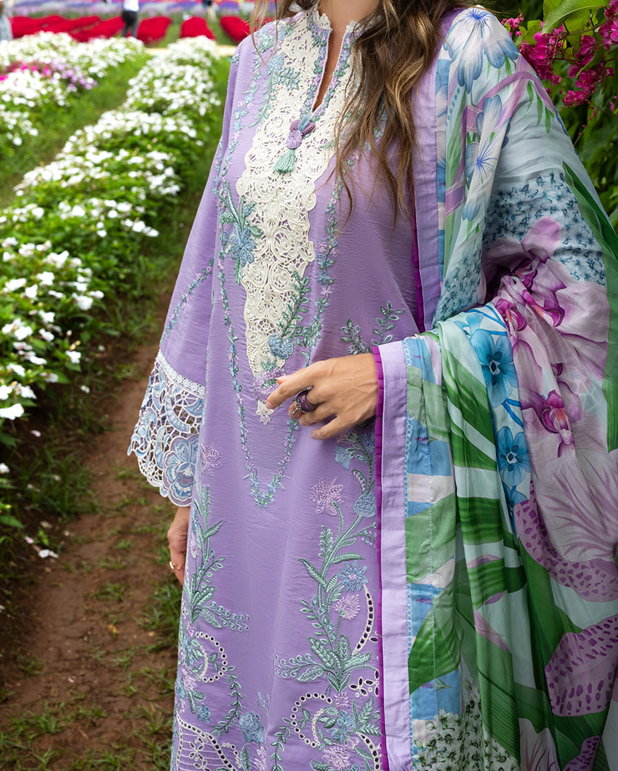 Mushq Hemline The Secerat Garden Unstitched Lawn 3Pc Suit - Dewdrop Dance