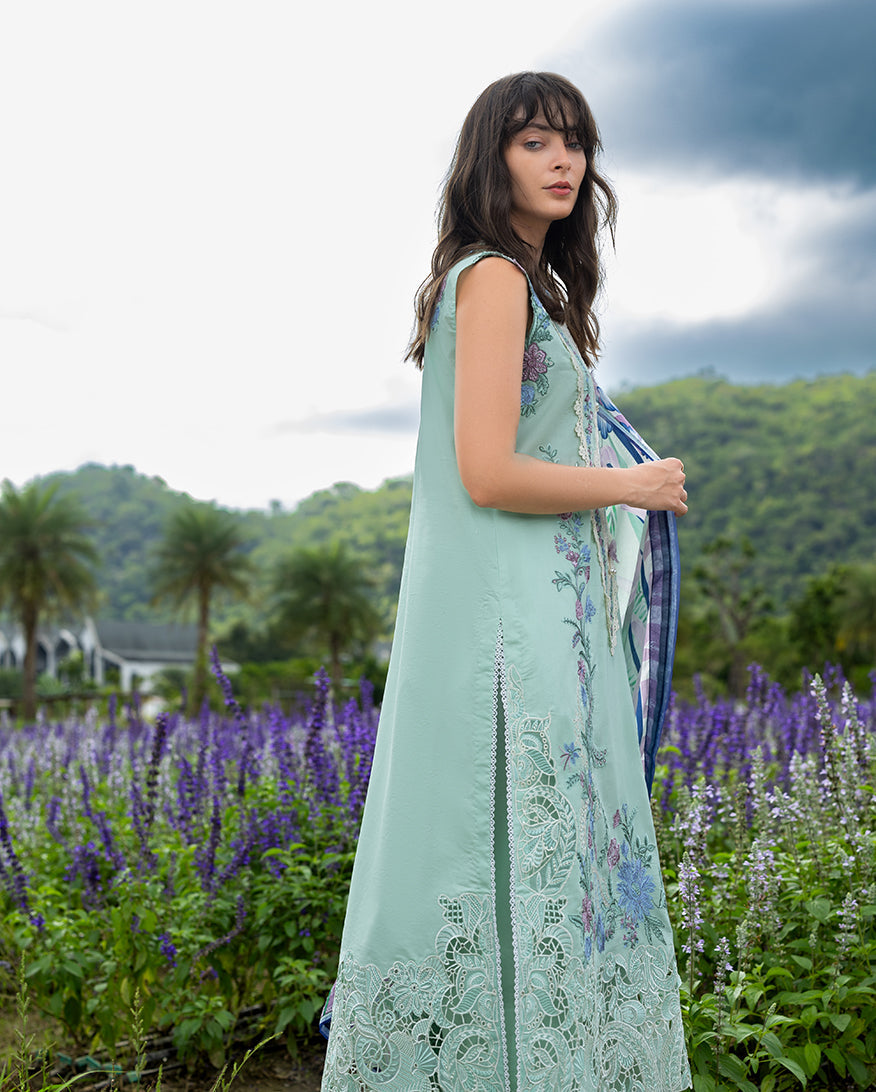 Mushq Hemline The Secerat Garden Unstitched Lawn 3Pc Suit - Hummingbird Haven