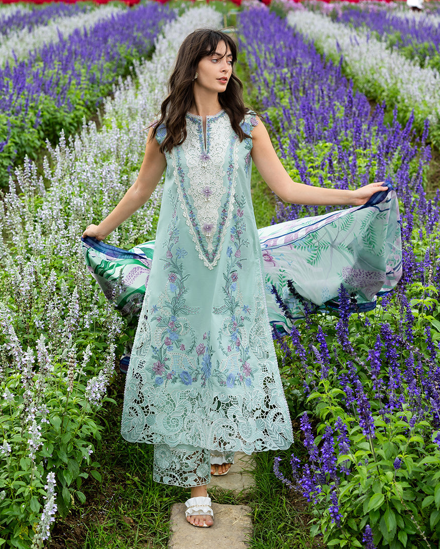 Mushq Hemline The Secerat Garden Unstitched Lawn 3Pc Suit - Hummingbird Haven