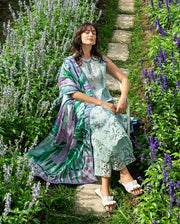 Mushq Hemline The Secerat Garden Unstitched Lawn 3Pc Suit - Hummingbird Haven