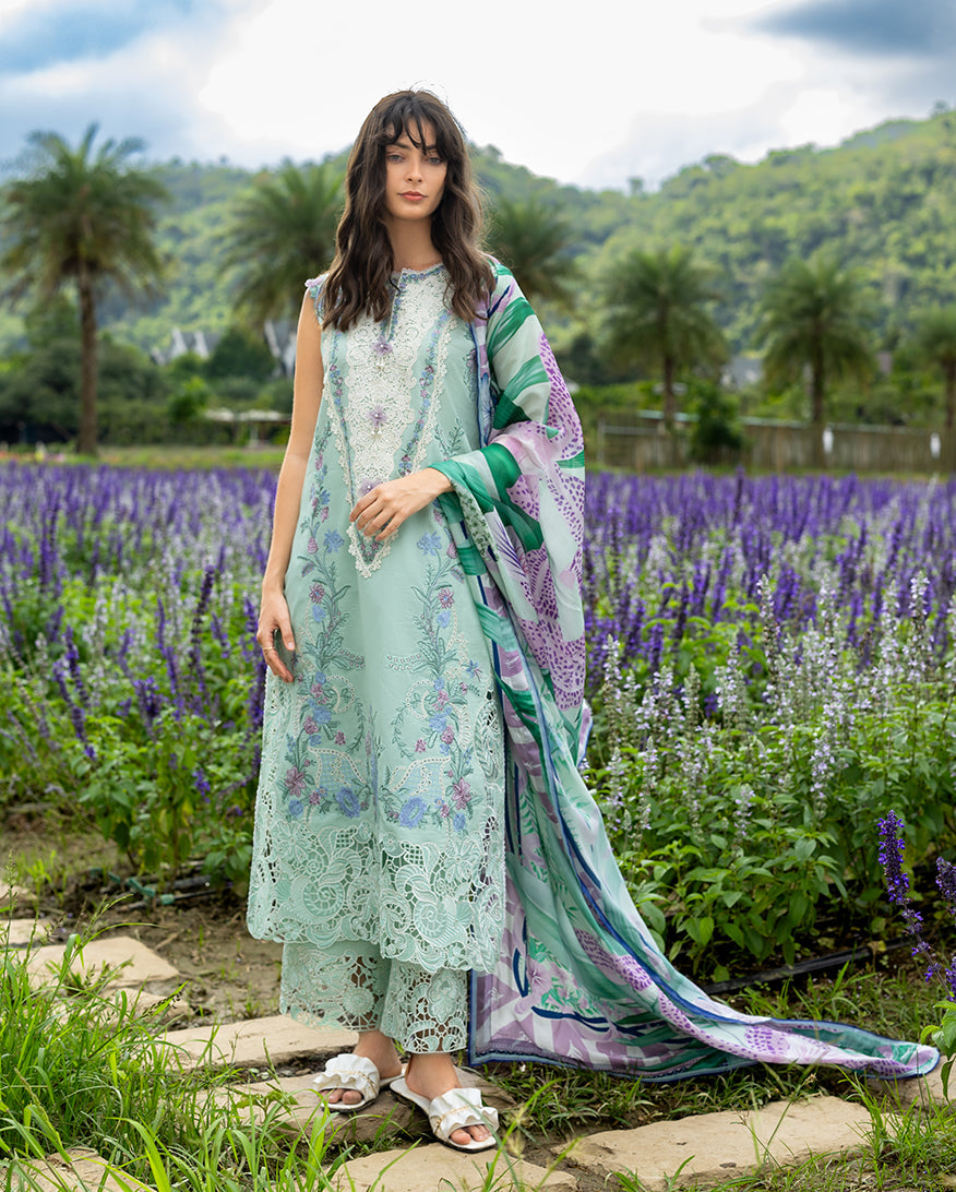 Mushq Hemline The Secerat Garden Unstitched Lawn 3Pc Suit - Hummingbird Haven