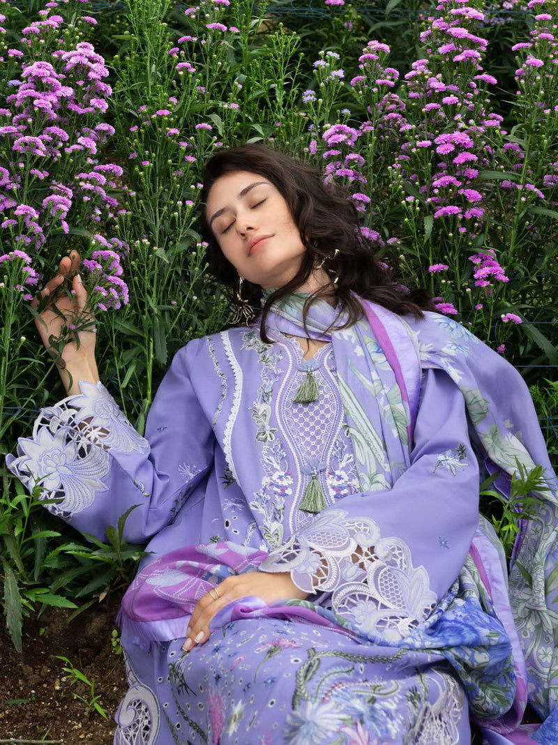 Mushq Hemline The Secerat Garden Unstitched Lawn 3Pc Suit - Daisy Reverie