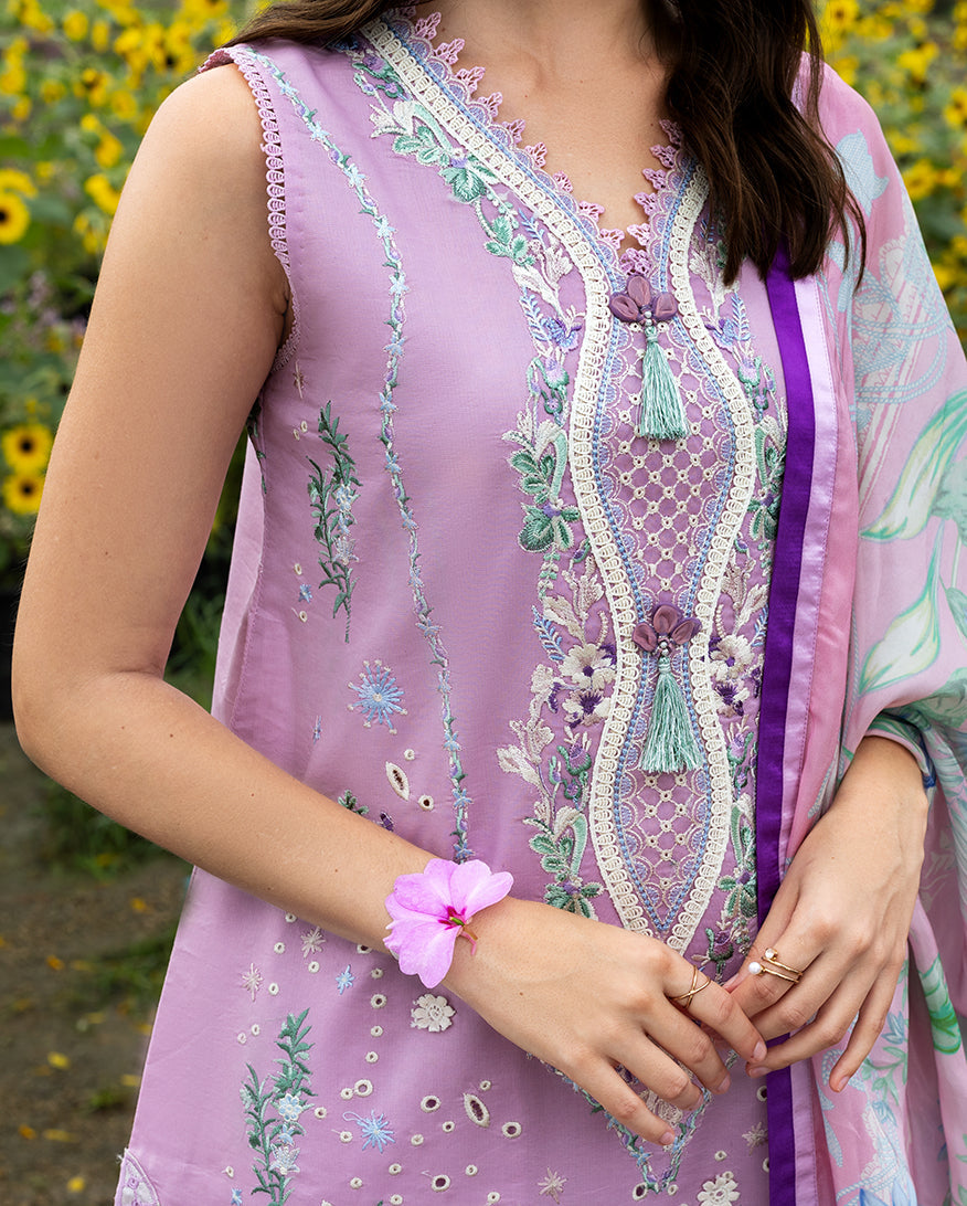 Mushq Hemline The Secerat Garden Unstitched Lawn 3Pc Suit - Peony Glow