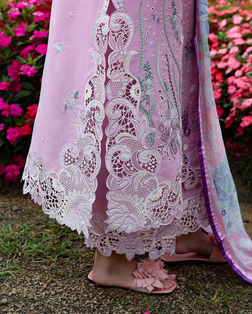 Mushq Hemline The Secerat Garden Unstitched Lawn 3Pc Suit - Peony Glow