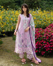 Mushq Hemline The Secerat Garden Unstitched Lawn 3Pc Suit - Peony Glow