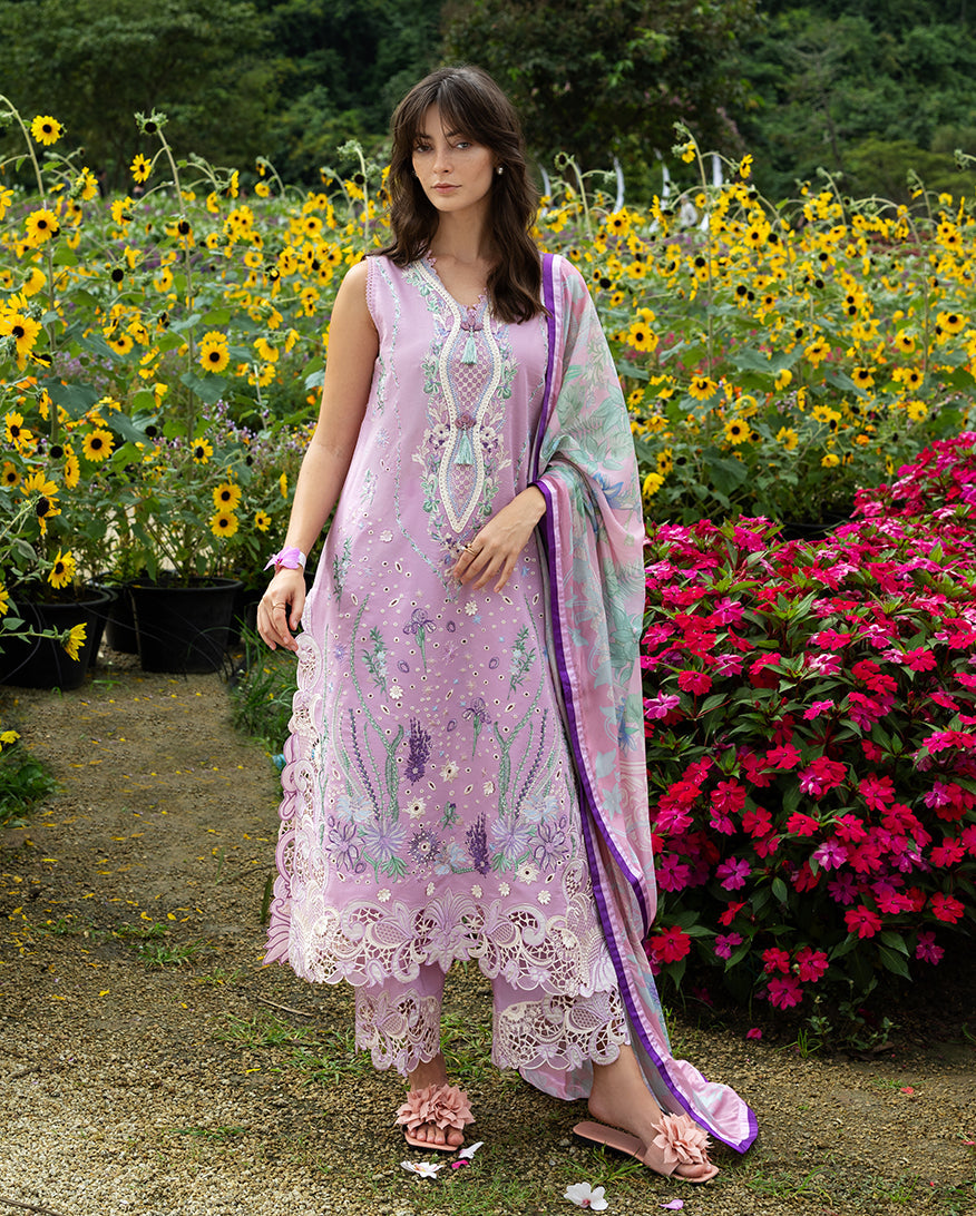 Mushq Hemline The Secerat Garden Unstitched Lawn 3Pc Suit - Peony Glow