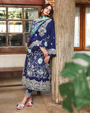 Mushq Hemline The Secerat Garden Unstitched Lawn 3Pc Suit - Sylphae