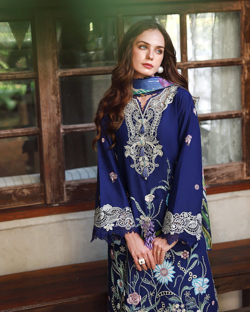Mushq Hemline The Secerat Garden Unstitched Lawn 3Pc Suit - Sylphae