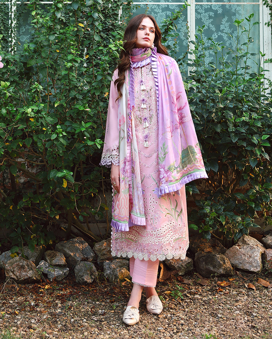 Mushq Hemline The Secerat Garden Unstitched Lawn 3Pc Suit - Moonpetal