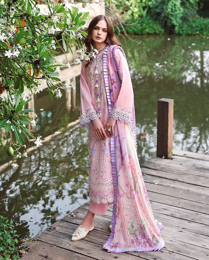 Mushq Hemline The Secerat Garden Unstitched Lawn 3Pc Suit - Moonpetal