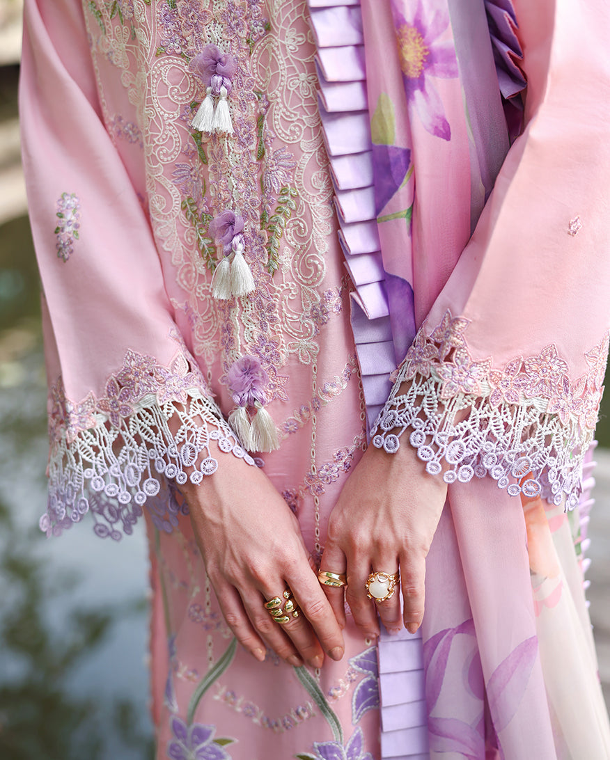 Mushq Hemline The Secerat Garden Unstitched Lawn 3Pc Suit - Moonpetal