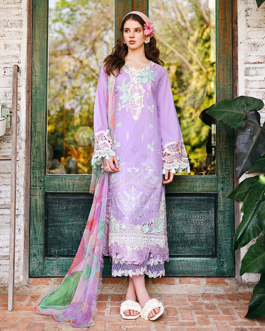 Mushq Hemline The Secerat Garden Unstitched Lawn 3Pc Suit - Dewspell