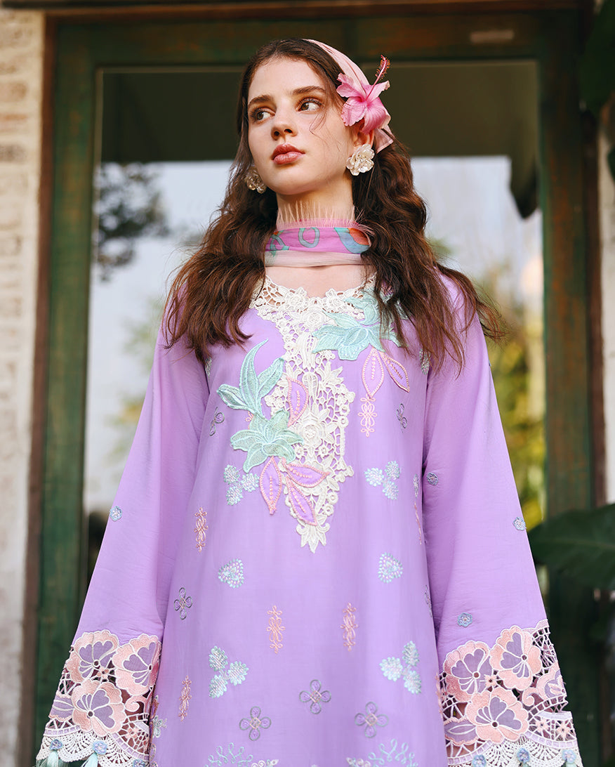 Mushq Hemline The Secerat Garden Unstitched Lawn 3Pc Suit - Dewspell
