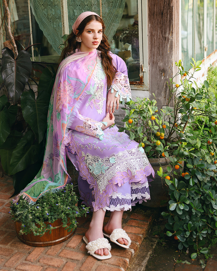 Mushq Hemline The Secerat Garden Unstitched Lawn 3Pc Suit - Dewspell